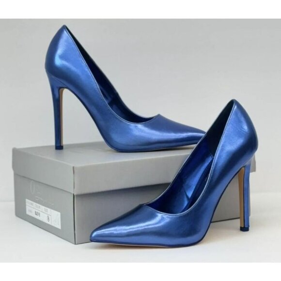 OLIVIA FERGUSON / Kiara / Metallic Blue / Pointed-Toe / Stiletto High Heels /  S - Picture 6 of 7